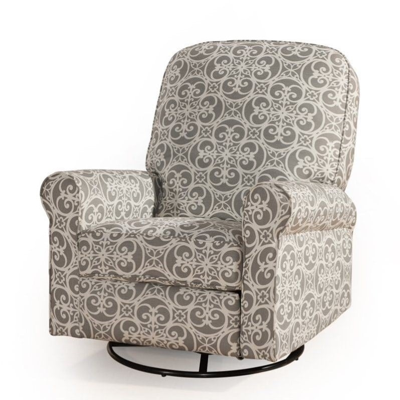 PRI Ashewick Fabric Swivel Glider Recliner in Gray DS911006231
