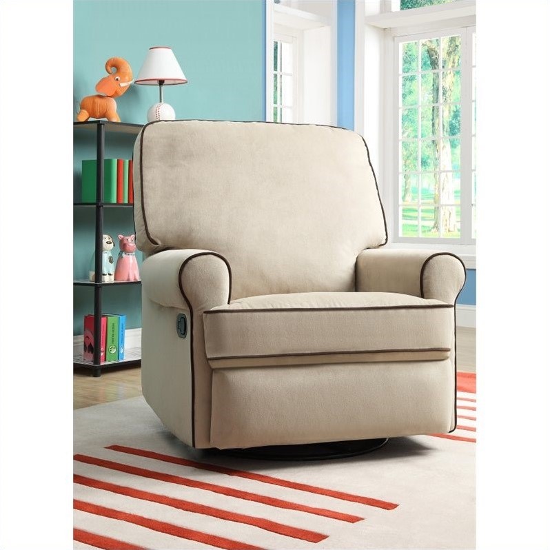 PRI Birch Hill Fabric Swivel Glider Recliner in Beige DS913006175
