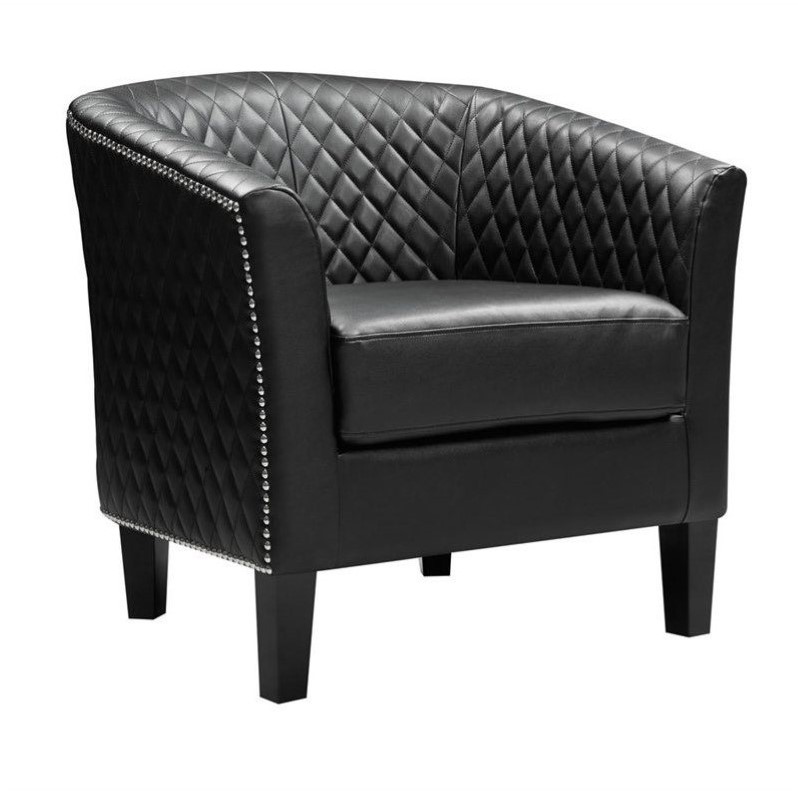 Pri Faux Leather Accent Chair In Black Ds 2515 900 398 Pri Faux Leather Accent Chair In Black