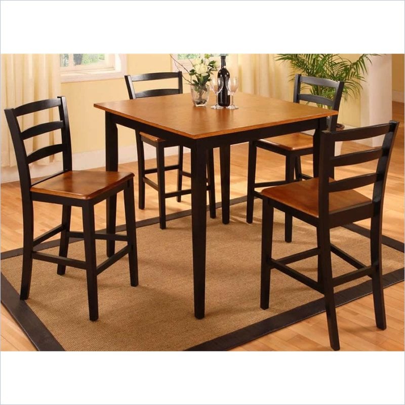 Bernards 5 Piece Pub Set in Black and Oak Finish   5908