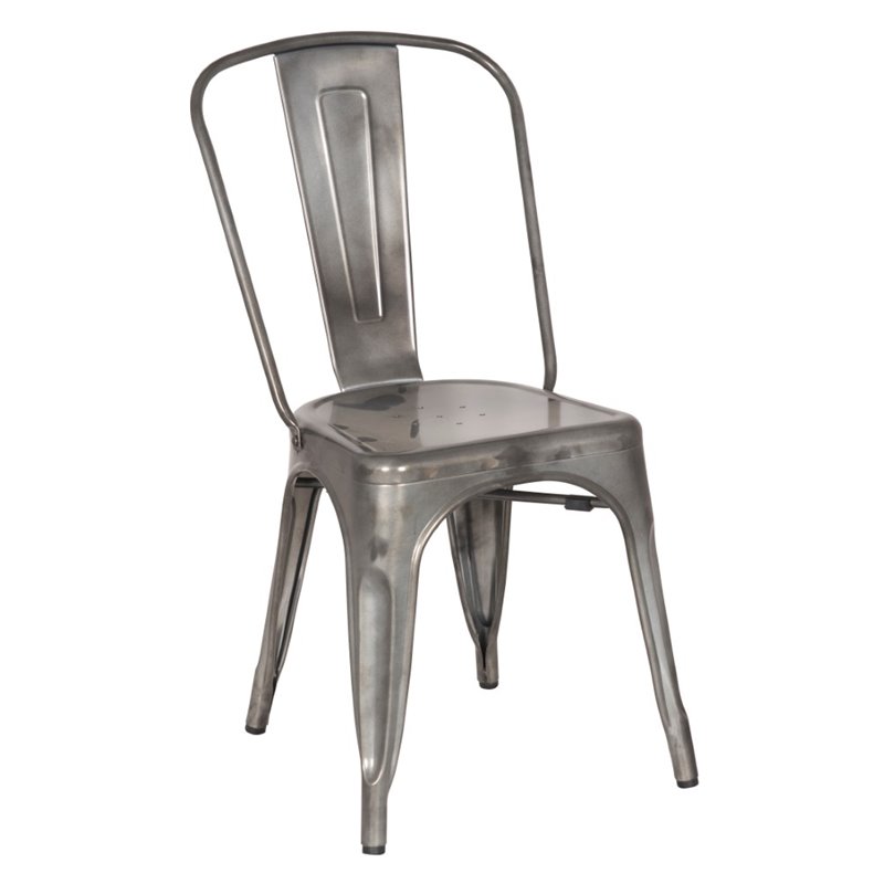 Chintaly Galvanized Steel Dining Chair in Gun Metal 8022SCGUN