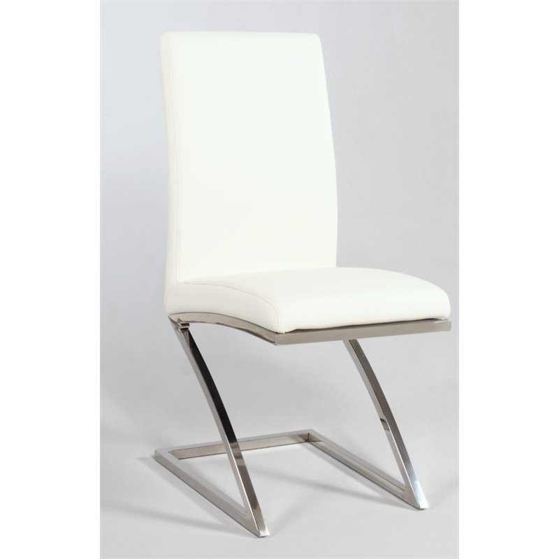 Chintaly Z Frame Contemporary Dining Chair In White Pu