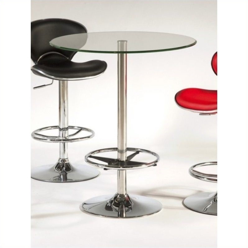 Chintaly Round Glass Top Pub Table In Chrome Pub Table 30 1367