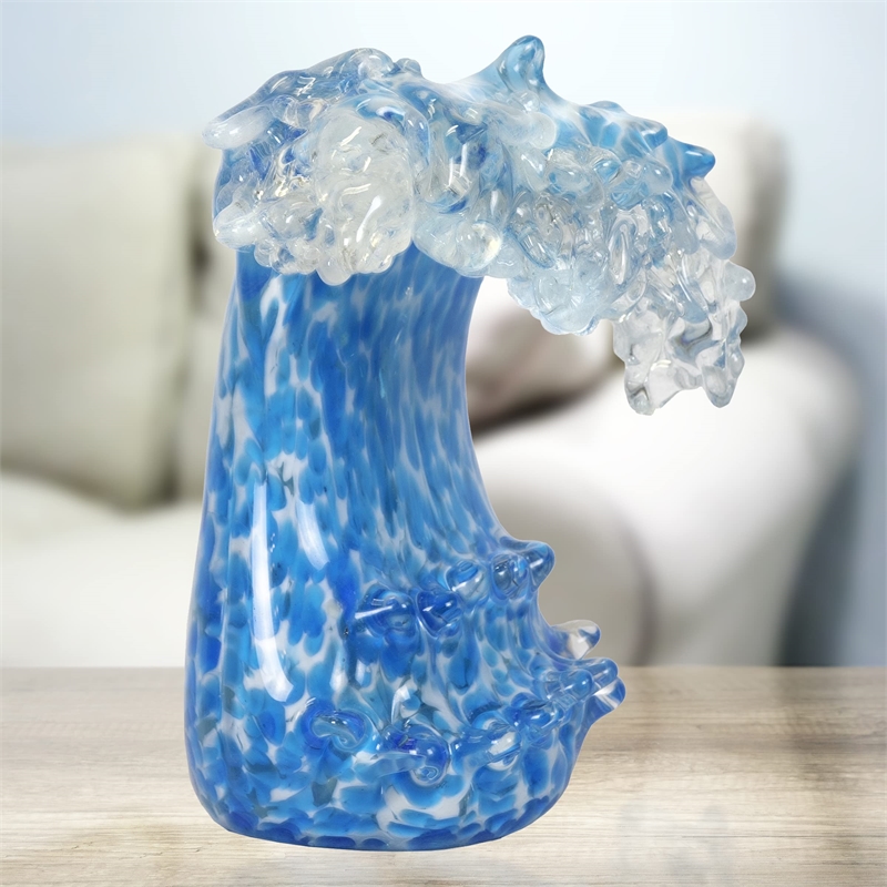 Dale Tiffany Laguna Wave Modern Art Glass Figurine in Azure Blue