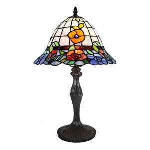 dale tiffany resin & art glass table lamp in dark coffee/light blue