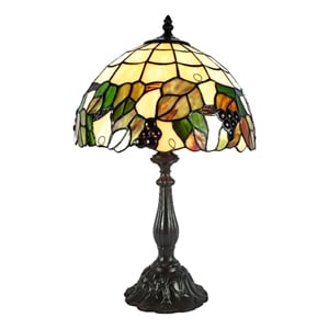dale tiffany geometric resin & art glass table lamp in dark coffee/green
