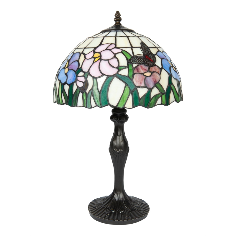 Dale Tiffany Floral Butterfly Resin & Art Glass Table Lamp in Dark Coffee