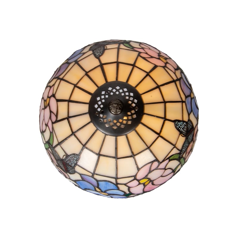 Dale Tiffany Floral Butterfly Resin & Art Glass Table Lamp in Dark Coffee