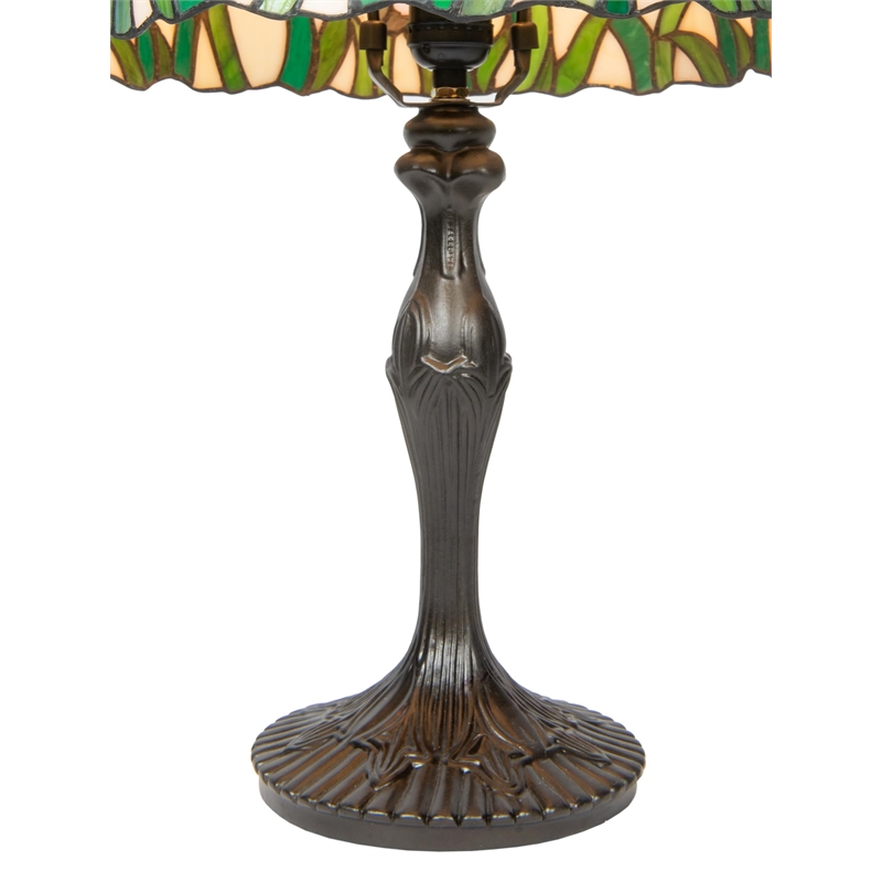 Dale Tiffany Floral Butterfly Resin & Art Glass Table Lamp in Dark Coffee