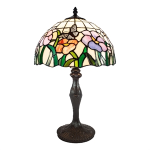 dale tiffany floral butterfly resin & art glass table lamp in dark coffee