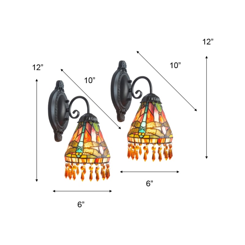Dale Tiffany Metal & Art Glass Wall Sconce in Antique Bronze/Amber Orange