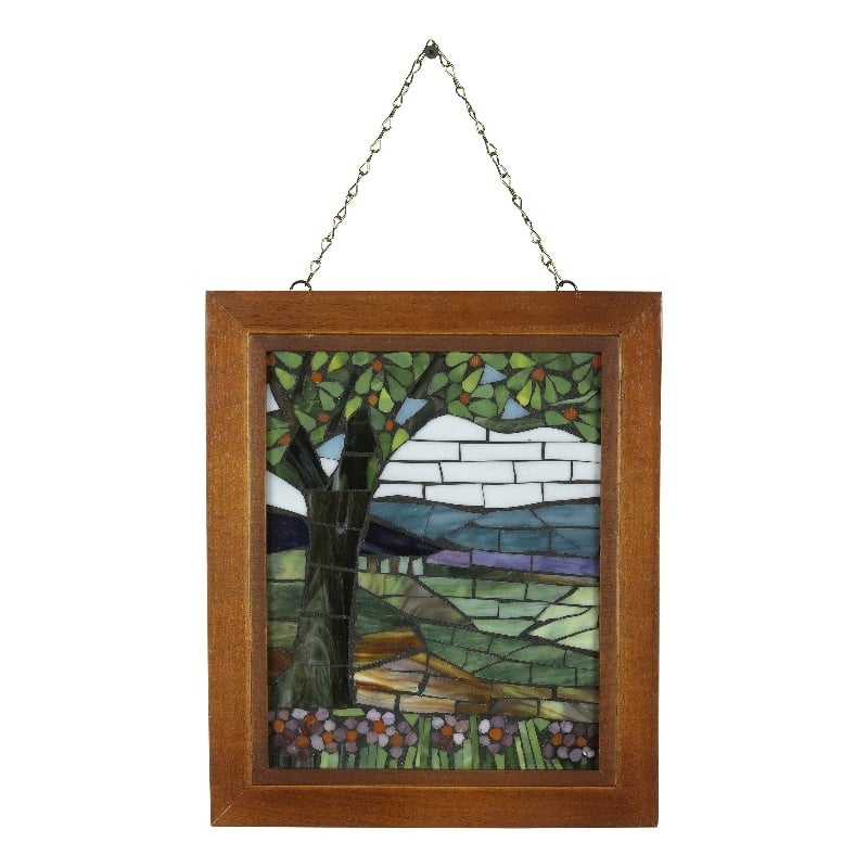 Dale Tiffany Handmade Mosaic Art Glass Wall Panel in Green/Blue