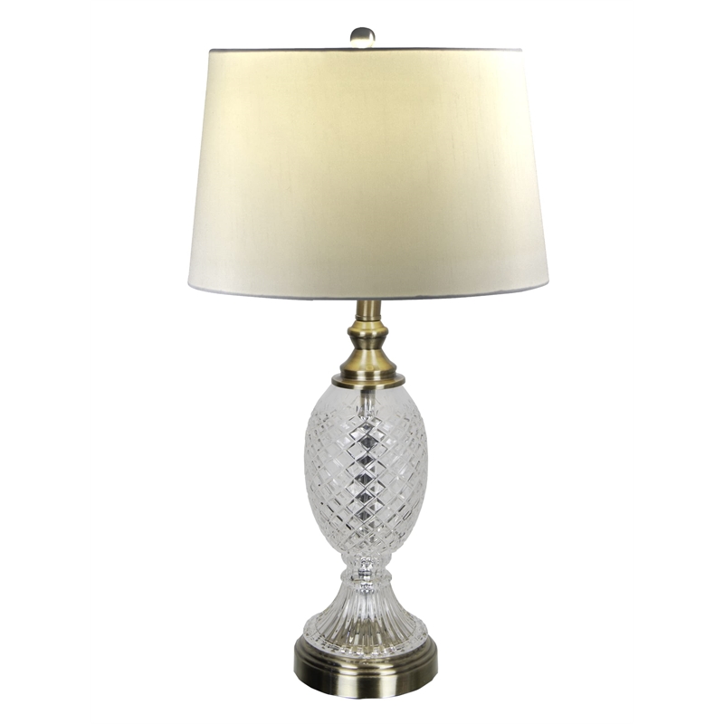 Dale Tiffany 1-Light Metal & Fabric Table Lamp in Antique Brass/Natural