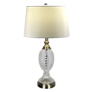Dale Tiffany 1-Light Metal & Fabric Table Lamp in Antique Brass/Natural