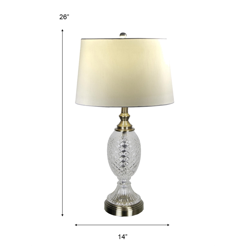 Dale Tiffany 1-Light Metal & Fabric Table Lamp in Antique Brass/Natural
