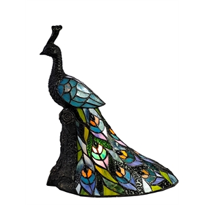 Dale Tiffany 1-Light Resin & Art Glass Accent Lamp in Bronze/Turquoise Blue