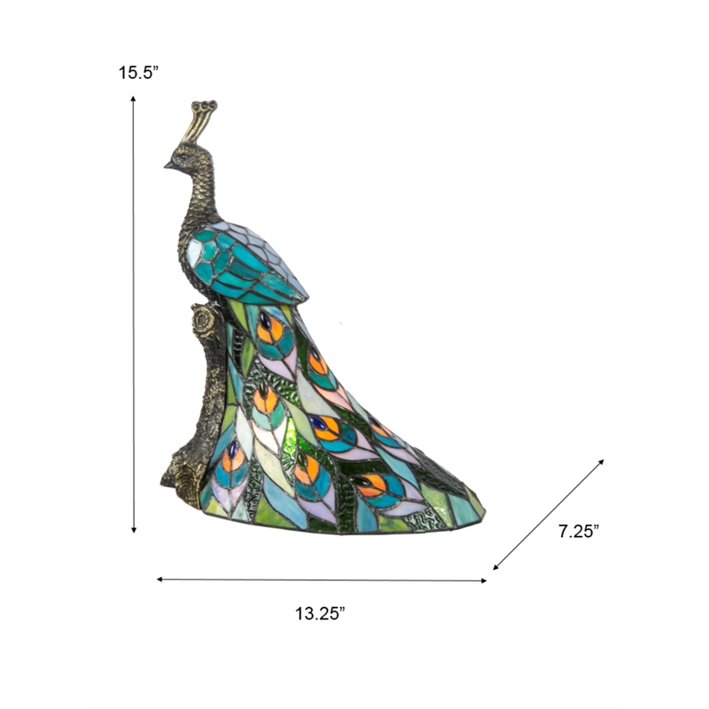Dale Tiffany 1-Light Resin & Art Glass Accent Lamp in Bronze/Turquoise Blue