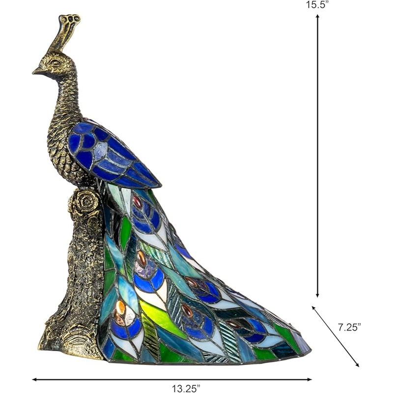 Dale Tiffany 1-Light Resin & Art Glass Accent Lamp in Bronze/Blue