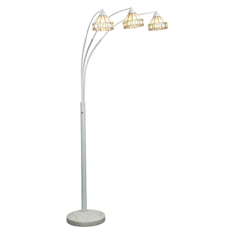 Dale Tiffany 3-Light Metal & Art Glass Floor/Torchiere Lamp in White