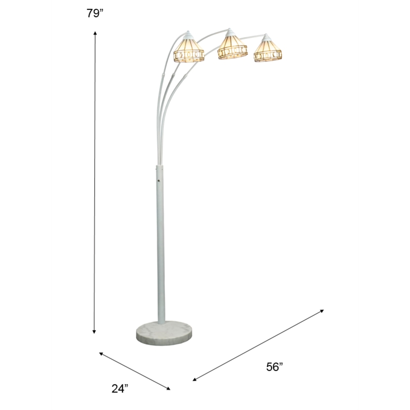 Dale Tiffany 3-Light Metal & Art Glass Floor/Torchiere Lamp in White