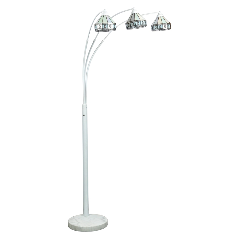 Dale Tiffany 3-Light Metal & Art Glass Floor/Torchiere Lamp in White
