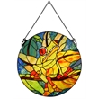 Dale Tiffany Savin Frog Art Glass Suncatcher in Green/Sky Blue