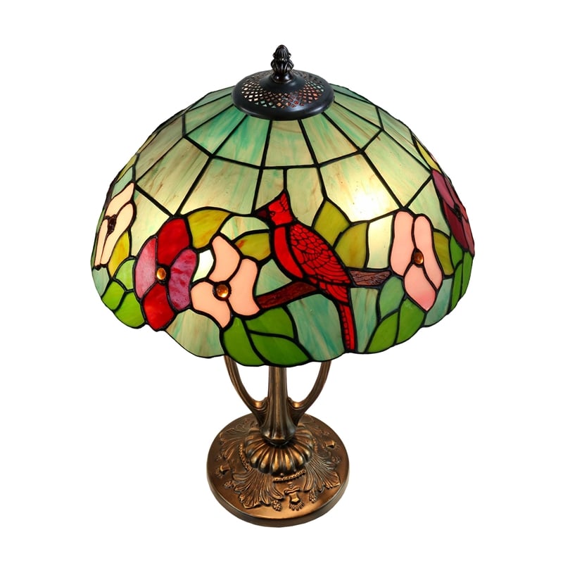 Dale Tiffany 2-Light Resin & Art Glass Table Lamp in Antique Bronze/Green