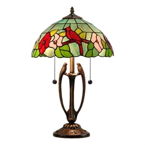 dale tiffany 2-light resin & art glass table lamp in antique bronze/green