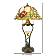 Dale Tiffany Floral 3-Light Metal & Art Glass Table Lamp in Bronze/Beige