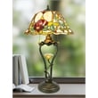 Dale Tiffany Floral 3-Light Metal & Art Glass Table Lamp in Bronze/Beige