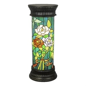 dale tiffany 1-light resin & art glass accent lamp in antique bronze/green