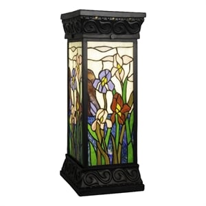 dale tiffany floral 1-light resin & art glass accent lamp in antique bronze