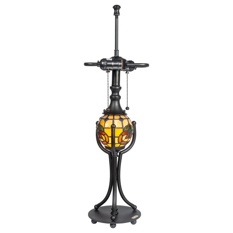 Dale Tiffany Metal & Art Glass Table Lamp in Antique Bronze/Beige