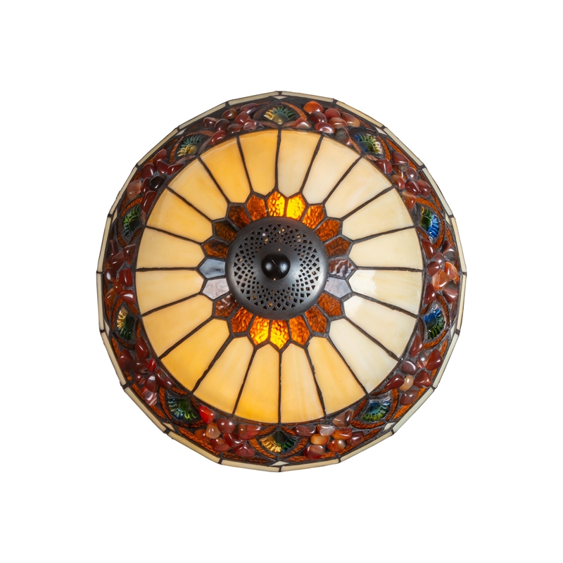 Dale Tiffany Metal & Art Glass Table Lamp in Antique Bronze/Beige