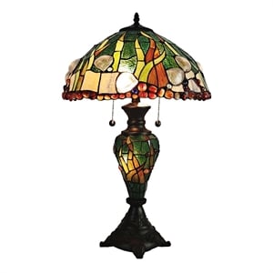 dale tiffany 3-light metal & art glass table lamp in coffee black/green