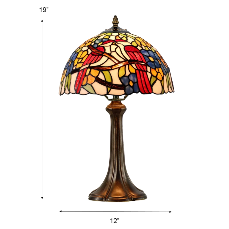 Dale Tiffany 1-Light Metal & Art Glass Table Lamp in Antique Bronze/Yellow