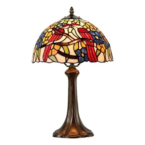 dale tiffany 1-light metal & art glass table lamp in antique bronze/yellow