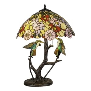 dale tiffany 4-light metal & art glass table lamp in antique bronze/beige