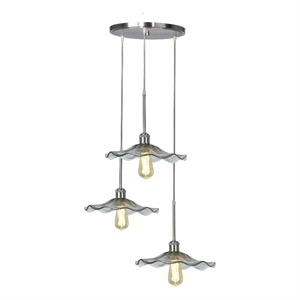 Dale Tiffany 3-Light Metal & Art Glass Pendant in Satin Nickel