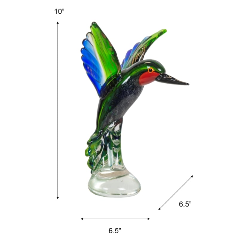 Dale Tiffany Hummingbird Modern Art Glass Figurine in Green/Blue