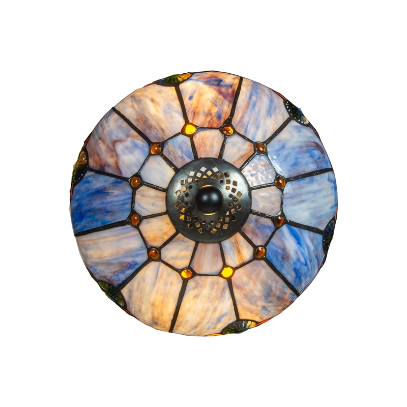 Dale Tiffany 2-Light Resin & Art Glass Table Lamp in Cold Cast Bronze/Blue