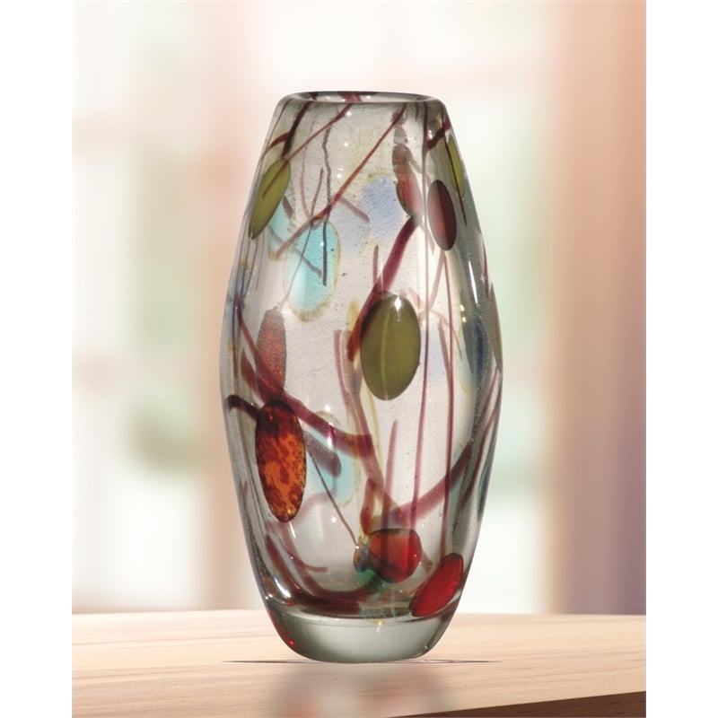 Dale Tiffany Lesley Hand Blown Art Glass Vase in Multi-Color