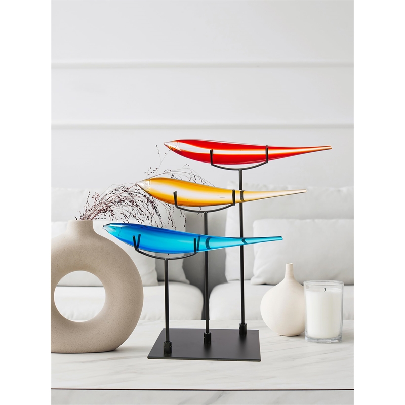 Dale Tiffany 10 Fish Blue Sculpture