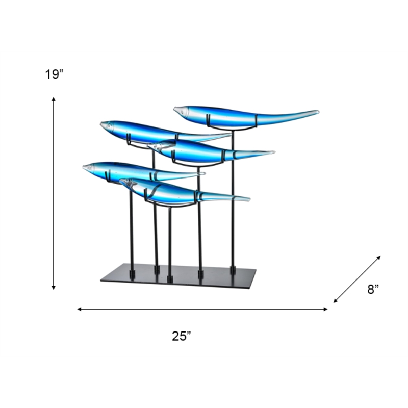 Dale Tiffany 5 Fish Blue Sculpture