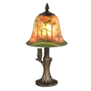 dale tiffany hand painted with owl accent lamp