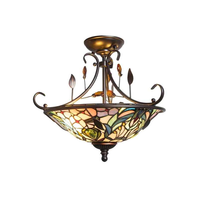 Dale Tiffany Peony Crystal Semi Flush Mount