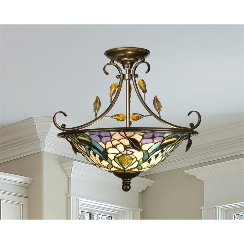 Dale Tiffany Peony Crystal Semi Flush Mount