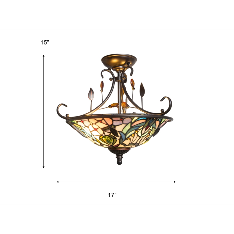 Dale Tiffany Peony Crystal Semi Flush Mount