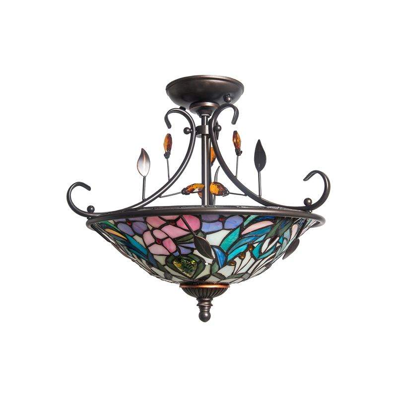 Dale Tiffany Peony Crystal Semi Flush Mount