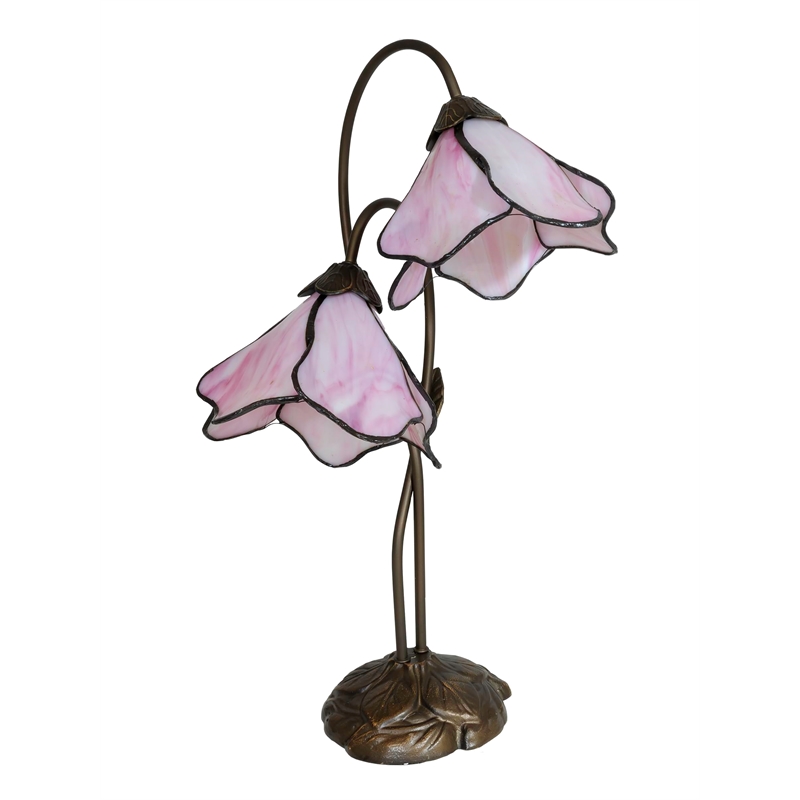 Dale Tiffany Poelking 2 Light Pink Lily Table Lamp